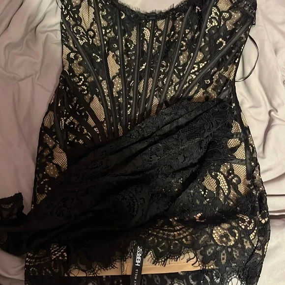 Heiress Beverly Hills | Dresses | Black Lace Corset Draped Mini Dress Size  Medium | Poshmark